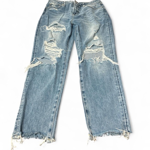 Insane Gene Denim - Insane Gene Light Straight Leg Distressed Raw Hem Denim Jeans size 27